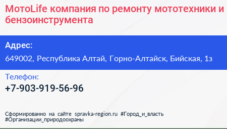 МотоLife компания по ремонту мототехники и бензоинструмента - визитка