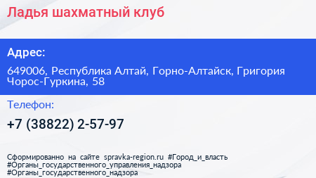 Ладья шахматный клуб - визитка