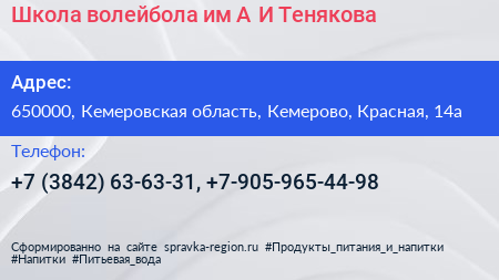 Школа волейбола им А И Тенякова - визитка