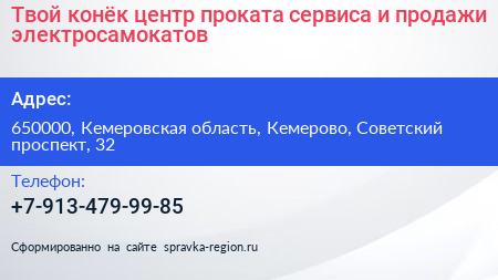 Твой конёк центр проката сервиса и продажи электросамокатов - визитка