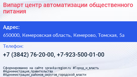Випарт центр автоматизации общественного питания - визитка