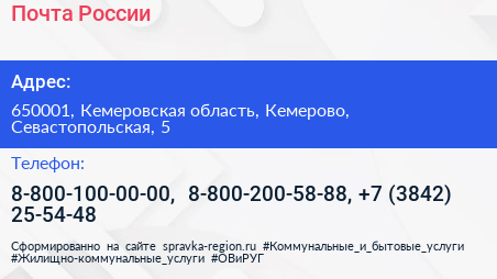 Почта России - визитка