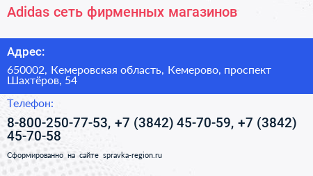Adidas сеть фирменных магазинов - визитка