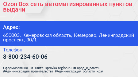 Ozon Box сеть автоматизированных пунктов выдачи - визитка