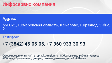 Инфосервис компания - визитка