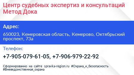 Центр судебных экспертиз и консультаций Метод Дока - визитка