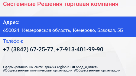 Системные Решения торговая компания - визитка