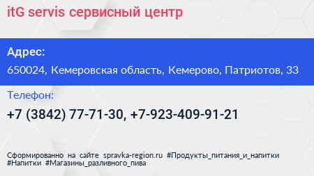 itG servis сервисный центр - визитка