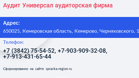 Аудит Универсал аудиторская фирма - визитка