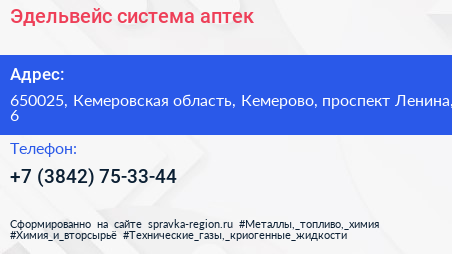 Эдельвейс система аптек - визитка