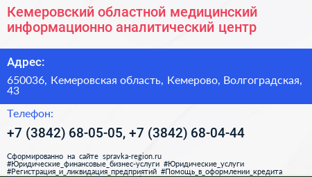 Кемеровский областной медицинский информационно аналитический центр - визитка