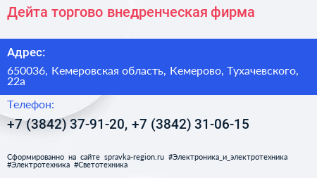 Дейта торгово внедренческая фирма - визитка