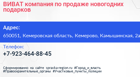 ВИВАТ компания по продаже новогодних подарков - визитка