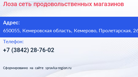 Лоза сеть продовольственных магазинов - визитка