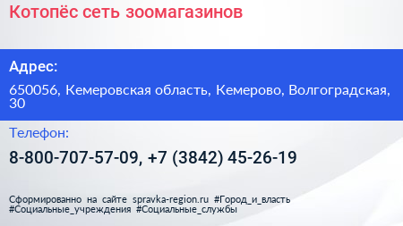 Котопёс сеть зоомагазинов - визитка