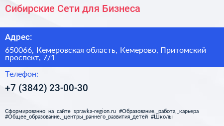 Сибирские Сети для Бизнеса - визитка