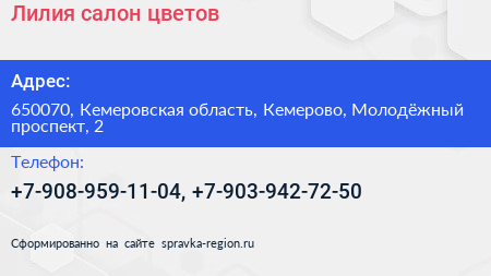 Нажмите, чтобы скачать визитку Лилия салон цветов - визитка