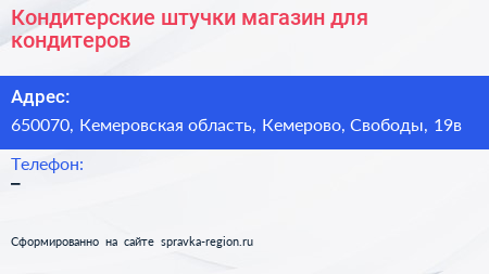Кондитерские штучки магазин для кондитеров - визитка