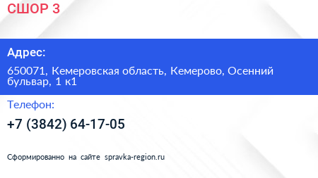 СШОР 3 - визитка