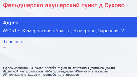 Фельдшерско акушерский пункт д Сухово - визитка