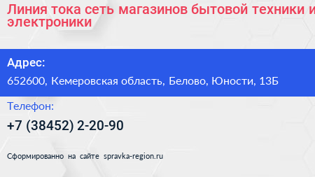 Линия тока сеть магазинов бытовой техники и электроники - визитка