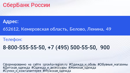 СберБанк России - визитка