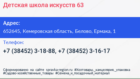 Детская школа искусств 63 - визитка