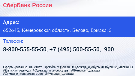 СберБанк России - визитка