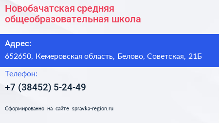 Новобачатская средняя общеобразовательная школа - визитка