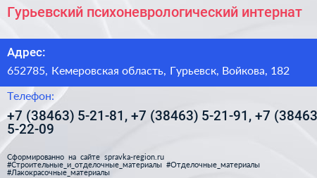 Гурьевский психоневрологический интернат - визитка