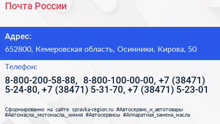 Почта России - визитка