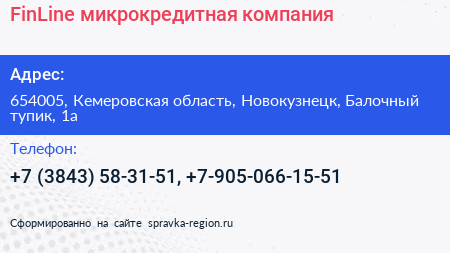 FinLine микрокредитная компания - визитка