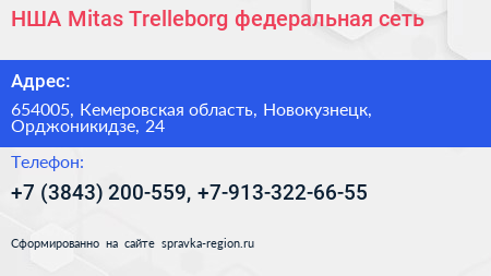 НША Mitas Trelleborg федеральная сеть - визитка