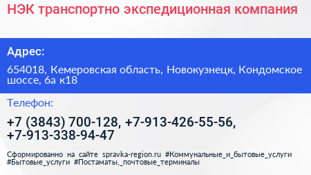 НЭК транспортно экспедиционная компания - визитка