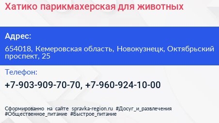 Хатико парикмахерская для животных - визитка