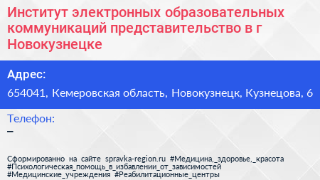 Институт электронных образовательных коммуникаций представительство в г Новокузнецке - визитка