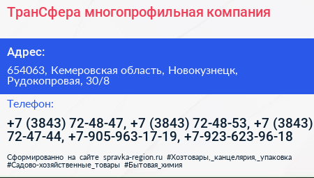 ТранСфера многопрофильная компания - визитка