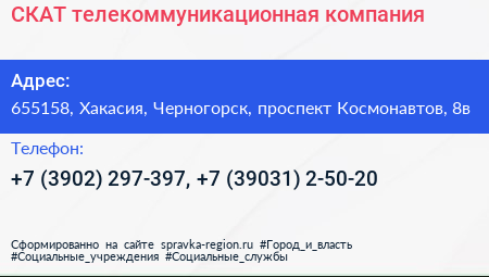 СКАТ телекоммуникационная компания - визитка