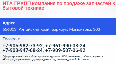 ИТА ГРУПП компания по продаже запчастей к бытовой технике - визитка