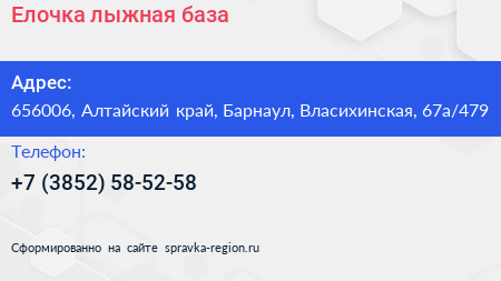 Елочка лыжная база - визитка