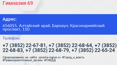 Гимназия 69 - визитка