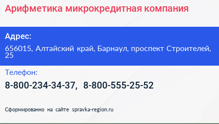 Арифметика микрокредитная компания - визитка