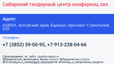 Сибирский тендерный центр конференц зал - визитка