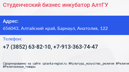 Студенческий бизнес инкубатор АлтГУ - визитка