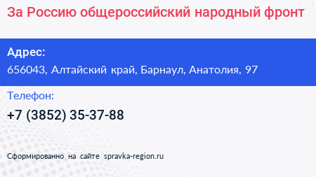 За Россию общероссийский народный фронт - визитка