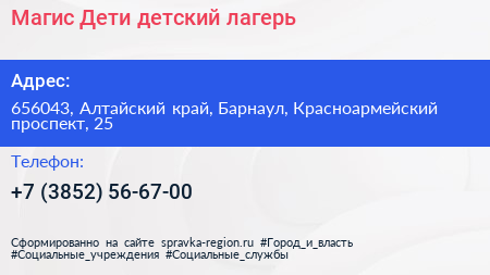 Магис Дети детский лагерь - визитка