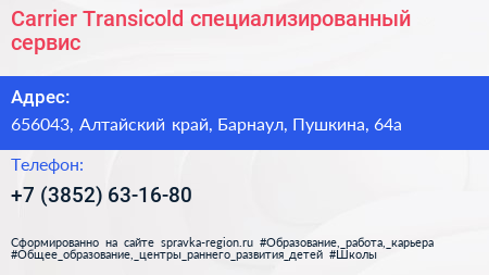 Carrier Transicold специализированный сервис - визитка
