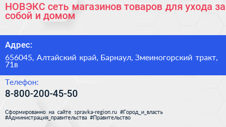 НОВЭКС сеть магазинов товаров для ухода за собой и домом - визитка