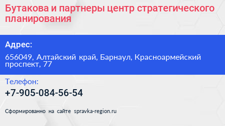 Бутакова и партнеры центр стратегического планирования - визитка