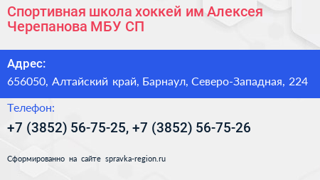 Спортивная школа хоккей им Алексея Черепанова МБУ СП - визитка